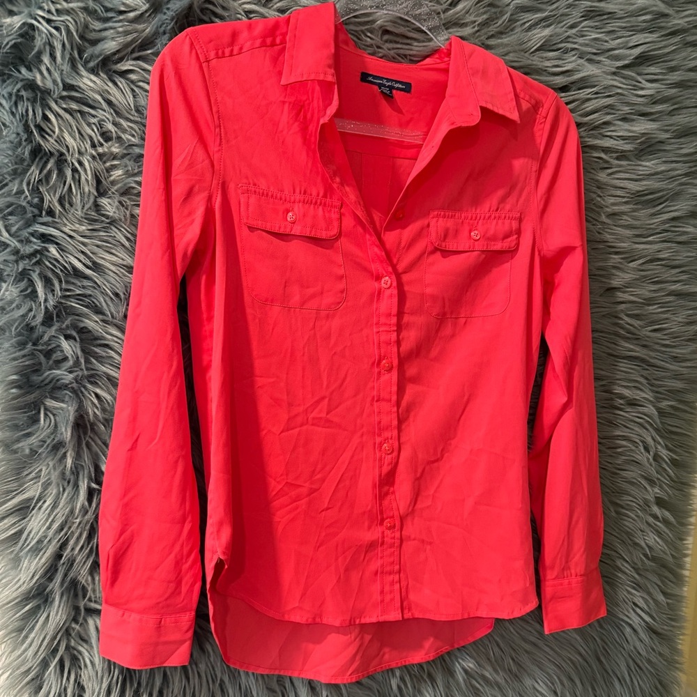 American Eagle Button Up Shirt - Size XS | Color: Bright Pink